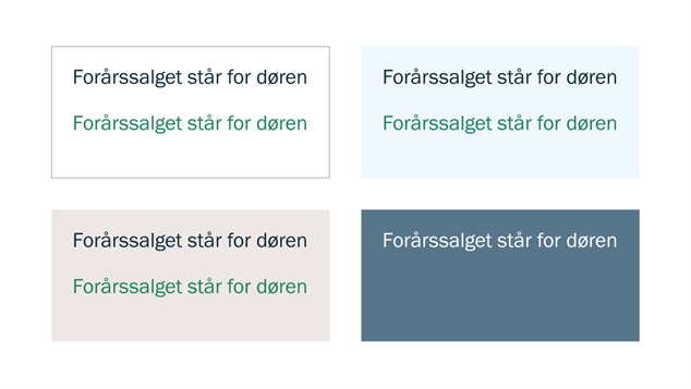 Oversigt over Nyboligs farvekombinationer for overskrifter